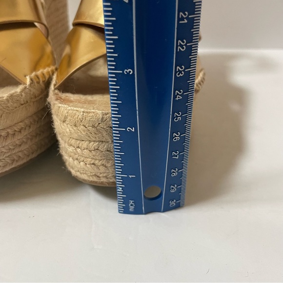 TORY BURCH Matte Metallic Gold Selby Wedge Platform Espadrille Sandals S… - Picture 7 of 15